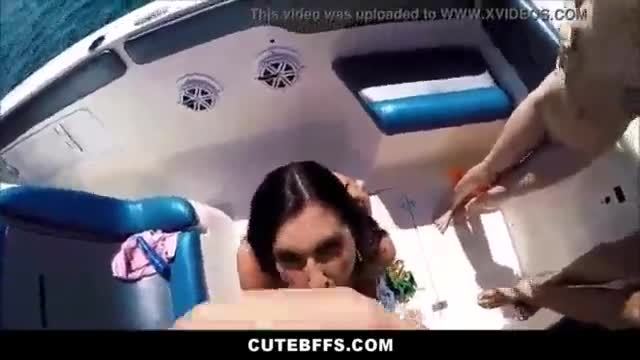 Jayden jaymes on a boat with her friends brother