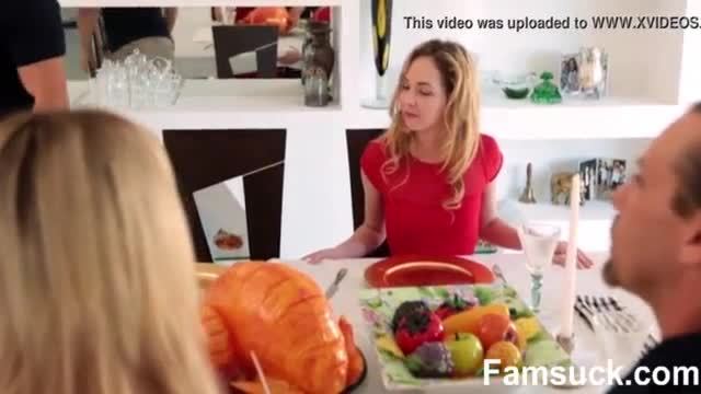Familystrokes step sister sucks and fucks brother during thanksgiving dinner